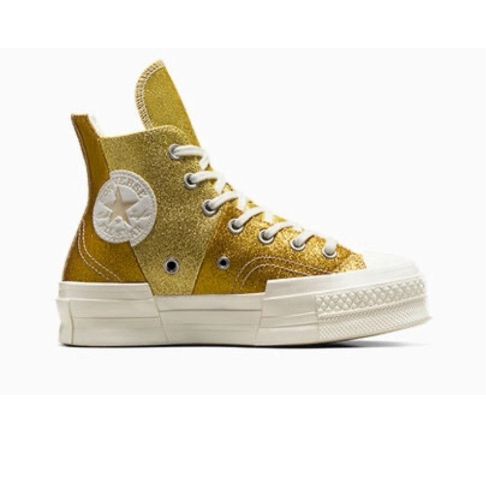 CONVERSE Chuck 70 Plus Glitter Sneaker Shoes Gold A08176C Sz Men's 6.5 Wo 8.5